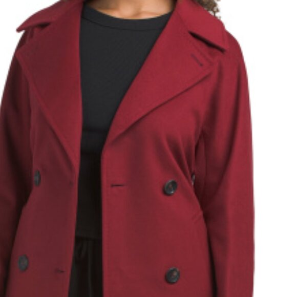 TARDIA Red Made In Italy Virgin Wool Cashmere Blend Double Breasted Long Coat - Picture 3 of 3
